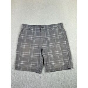 Lee Extreme Comfort Shorts Mens 38 Gray Plaid Performance Stretch Casual